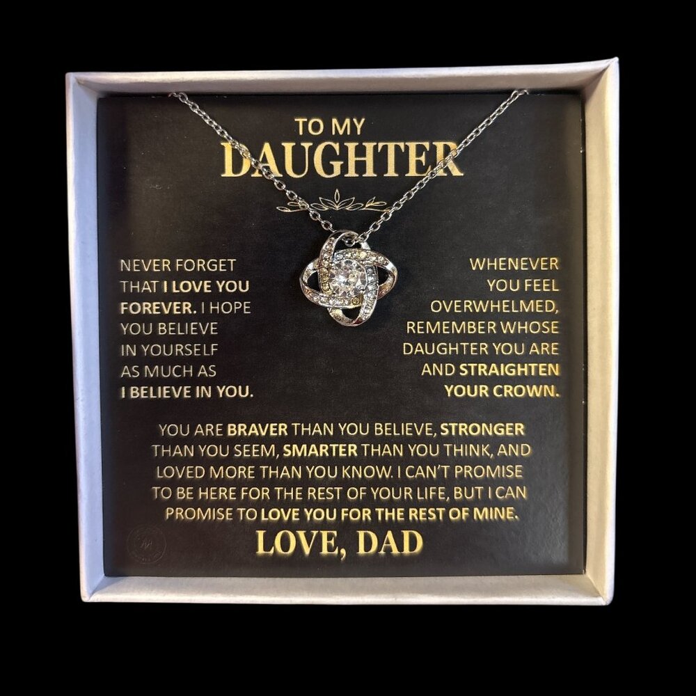 To my Daughter 16-17" Pendant with Necklace - CZ - Love, Dad written in Gold NEW